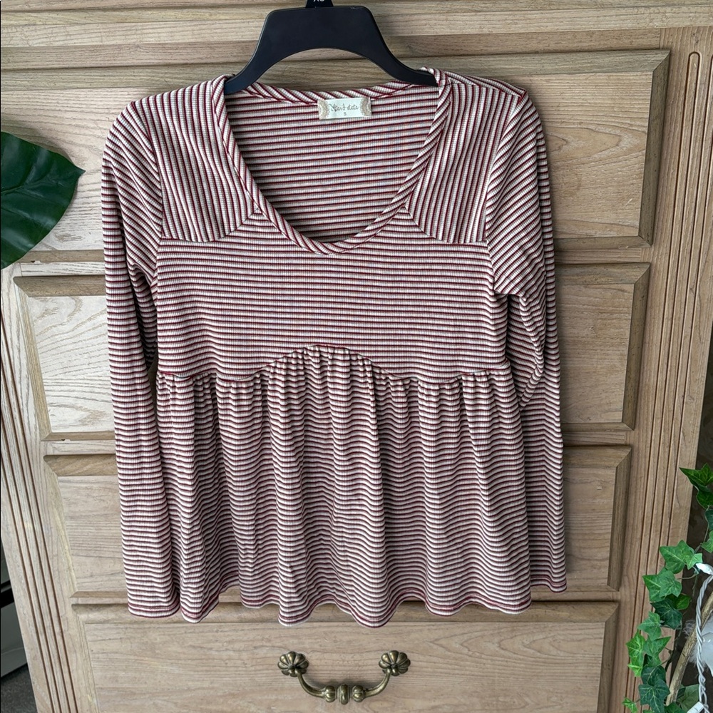 Altar'd State Red Striped Peplum Top